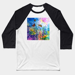 Butterfly Garden (Square) Baseball T-Shirt